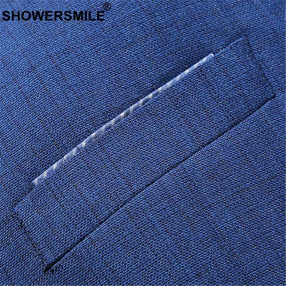 SHOWERSMILE, умный Повседневный Блейзер, мужской осенний темно-синий костюм, синий приталенный однотонный пиджак размера плюс 4xl, брендовый пиджак, мужская одежда