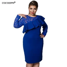 Cocoepps Новый Кружево лоскутное Для женщин Платья для женщин 2018 осень плюс Размеры оборками Bodycon платье большой Размеры Sexy Party Club 5XL 6XL vestidos