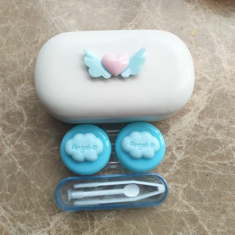 

LIUSVENTINA 2018 New DIY Resin Cute Flying Love Cloud Hand-Made Contact Lens Case Box Container for Color Lenses Gift for Girls