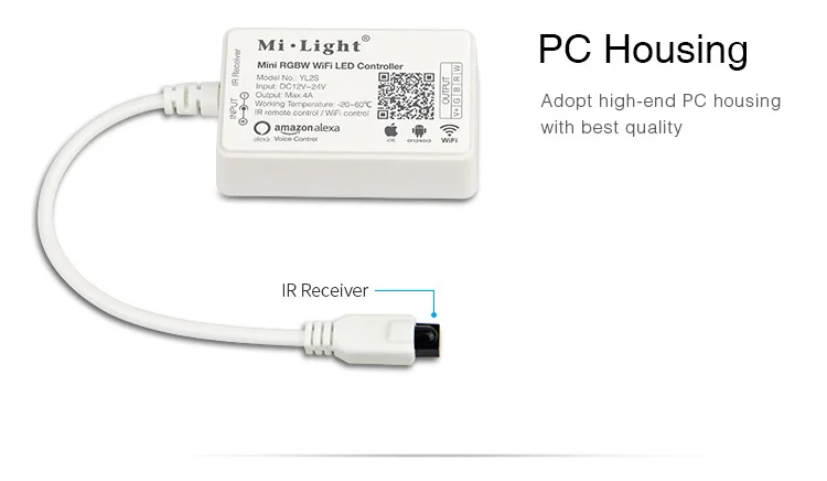 2,4G MiLight YL2S DC12V-24V wifi светодиодный пульт управления Amazon Alexa приложение для смартфона ИК-пульт дистанционного управления для RGBW светодиодные ленты