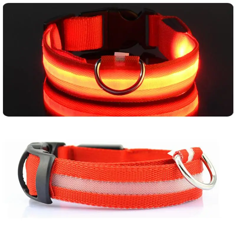 USB Перезаряжаемый Светодиодный светящийся ошейник для собак, светящееся ожерелье для домашних животных, ошейник для прогулок в ночное время, товары для домашних животных - Цвет: red