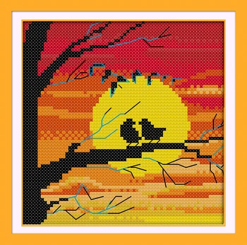 

The Setting Sun Bird Shadow Cross Stitch Landscape Patterns Paintings Home Decor Animal Cross Stitch Patterns Needlework Sets