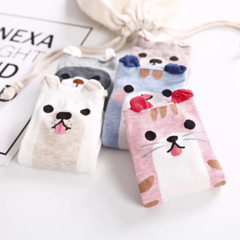 Новые модные милые животные женские хлопковые носки Kawaii летние короткие носки тапочки Для женщин Повседневное мягкие забавная лодка носки оптом