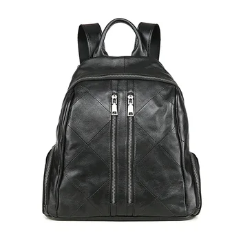 

New Fashion Genuine Leather Backpack Women Bags Preppy Style Cow Leather Girls School Bags Zipper Unisex Leather Backpack