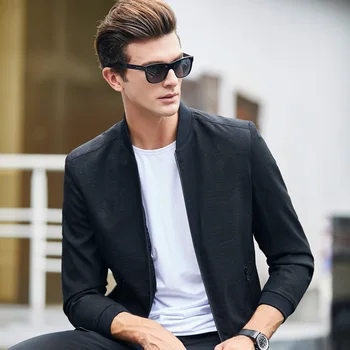 

New arrival autumn winter business casual stand collar sloid slim fit men's jacket Korean fashion homme plus size XXXL coats