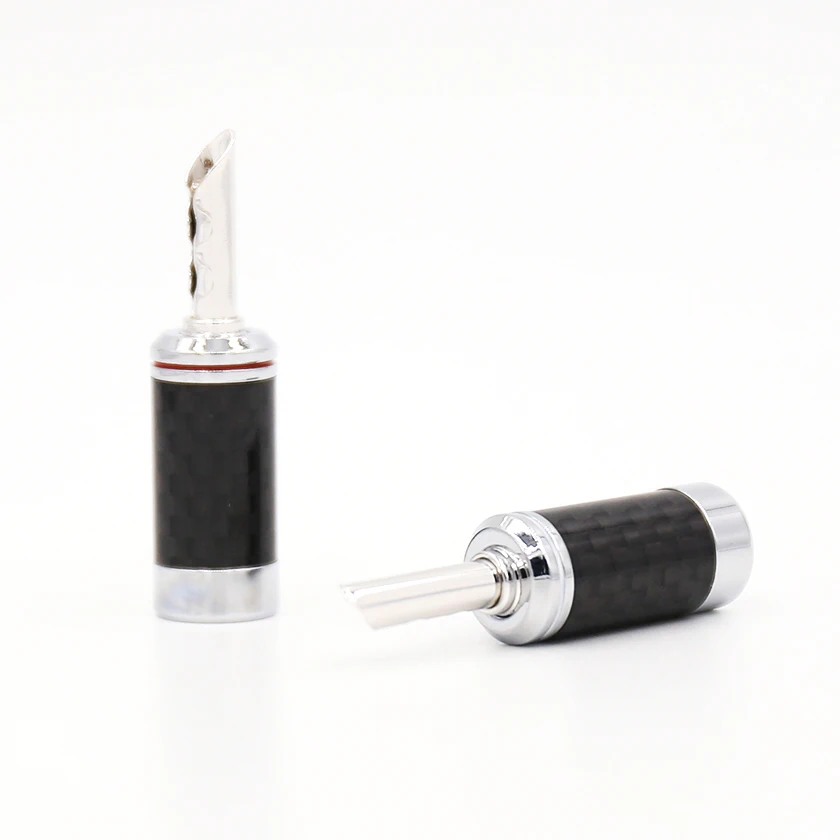 Free shipping 4pcs BAF Rhodium plated banana plug Carbon fiber font b speaker b font cable