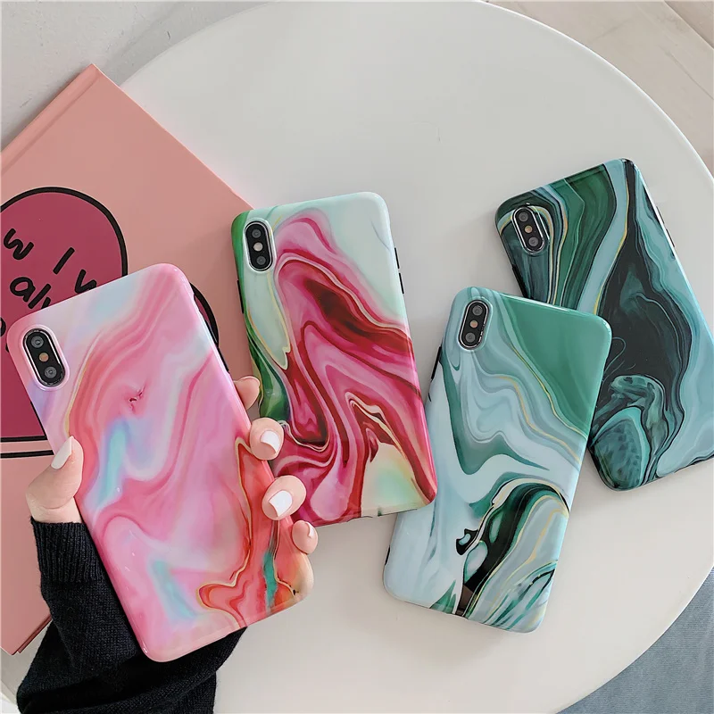 

Agate jade Pattern marble case for iphone X 8 7 Plus Soft TPU Case for iphone X XR XS Max 6 6s Plus phone case Coque Funda