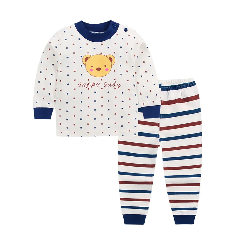 Chivry/ хлопковые детские пижамные комплекты для мальчиков Милая футболка с длинными рукавами, круглым вырезом и рисунком топы и штаны детская одежда для маленьких девочек - Цвет: Цвет: желтый