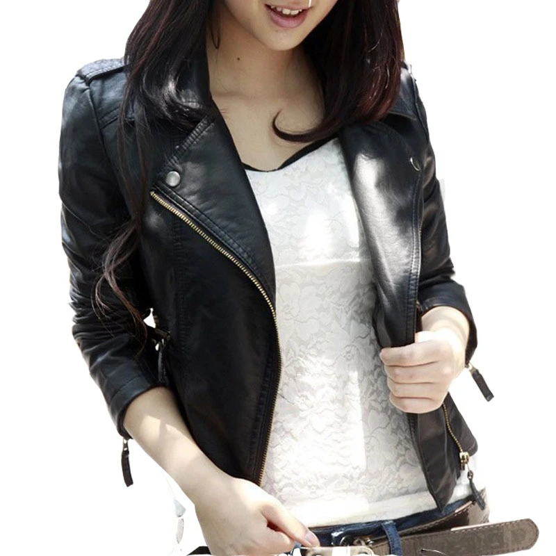 Nueva Primavera Otoño 2016 Mujeres Moda Delgado S 3XL Negro PU Cuero de La Motocicleta Corto Outwear Feminina Chaqueta Damen|women jacket black|fashion women fashion jackets - AliExpress