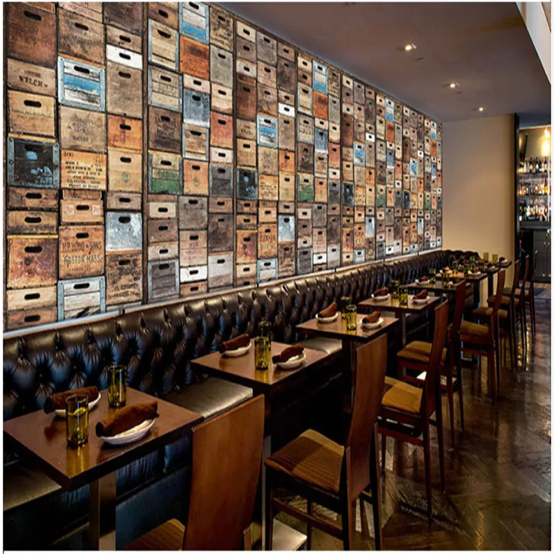 Retro Wooden Box Theme Wall Mural Wallpaper 3D