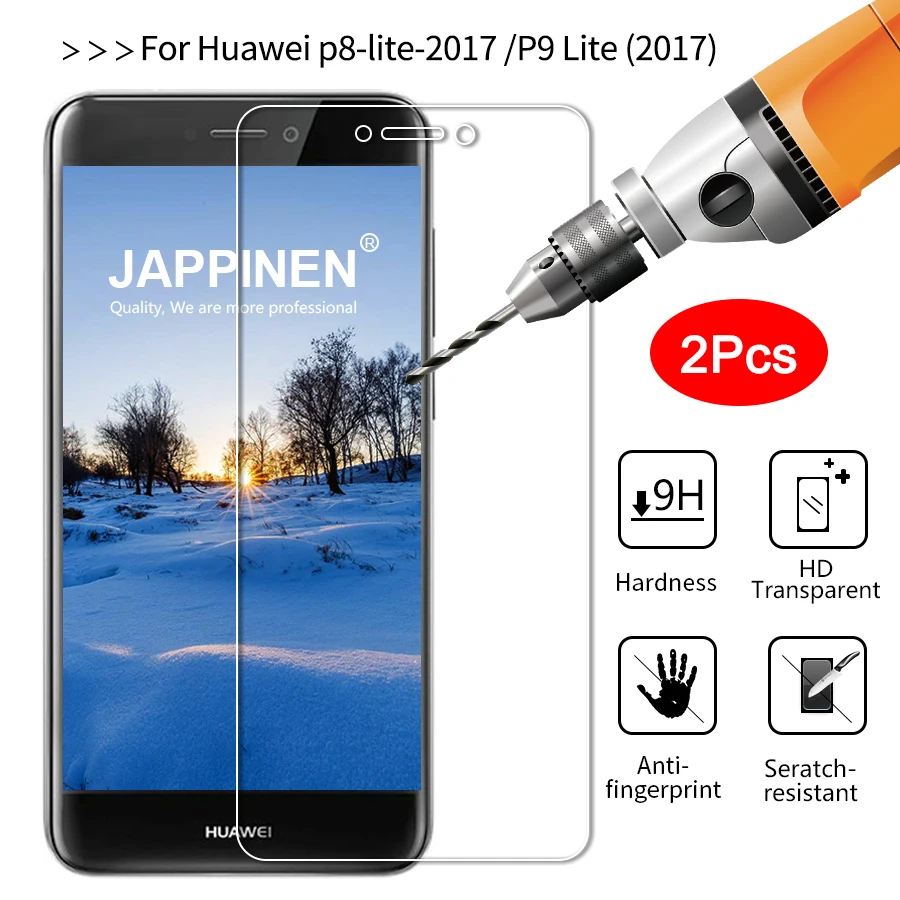Японское 2 шт./лот закаленное стекло для huawei P8 P9 Lite 2017 защита экрана 9H 2.5D