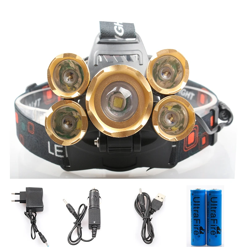 

15000 lumens rechargeable led headlamp 3T6 5T6 head flashlight cree xml t6 head lamp waterproof lights headlight 18650 battery