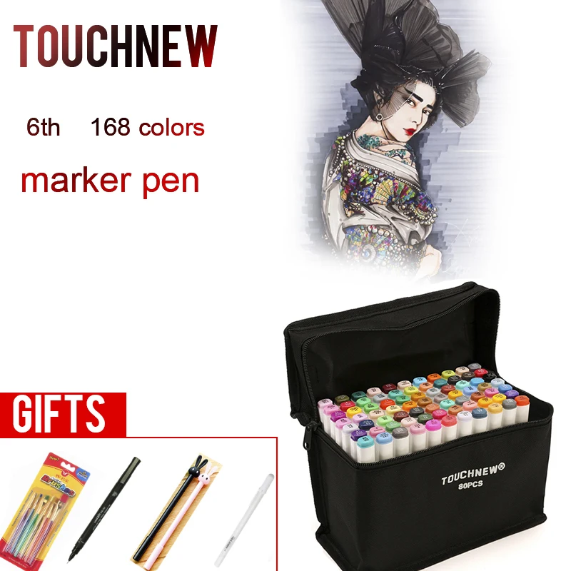 TOUCHNEW 30 40 60 80 168 Colors Markers Pen Painting Manga Art Marker Set Stationery Pen