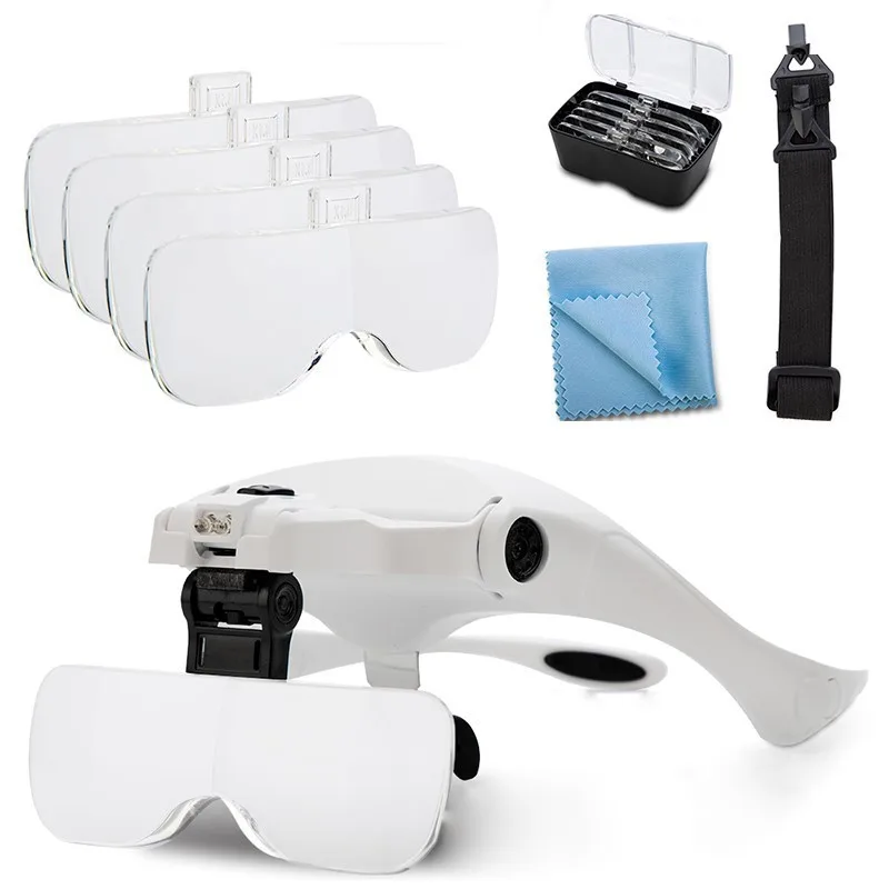 

Adjustable Loupe Headband Magnifying 5 Lens Acrylic Glass Magnifier With LED Light Lamp For Eyelash Extension Beauty Makeup Tool