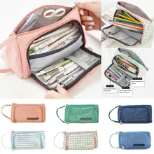 Cosmetic Canvas Pencil Case Portable Travel Make Up Toiletry Bag Zipper Pencil Case School Supplies Art Pen Bag Pouch Wrap Roll anime fairy tail natsu happy cat canvas pen bag pencil case unisex cartoon handbags zipper cosmetic pouch makeup bag gift