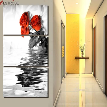 

CLSTROSE 3 Panel The Noble Painting On Canvas Red Roses Flowers Wall Art Picture Home Decoration Canvas Print Modern Paintings