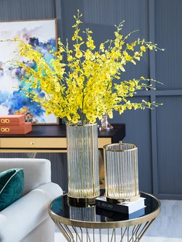 

Modern Creative crystal Glass flowers vase home decor crafts room decoration objects parlor metal glass vase study ornaments