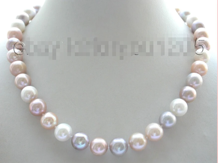 

Free shipping@@@@@Natural 12mm Multicolor Round Pearl Necklace AALD1068