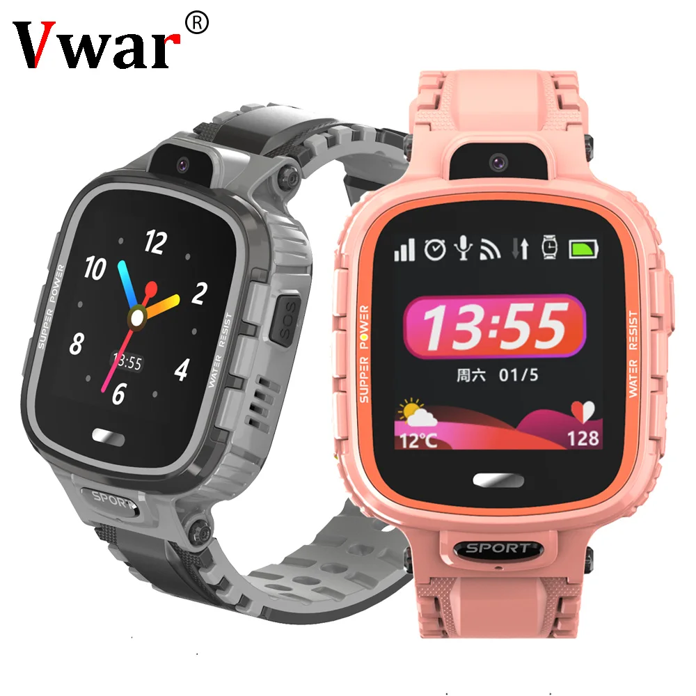 Baratos 2019 Vwar K90 niños GPS WIFI reloj inteligente IP67 Cámara impermeable relojes de teléfono niños Bebé Deporte reloj inteligente Anti Pérdida VS Q90 Q50