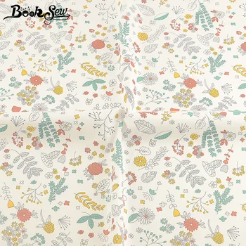 

Booksew Tela Algodon Twill Sewing Material 100% Cotton Fabric Floral Printed White Patchwork Scrapbooking DIY Tissu Curtain