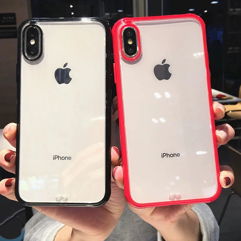 Роскошный прозрачный противоударный чехол для iPhone X XS XR XS Max 6 7 8 Plus Ультратонкий Мягкий ТПУ Антидетонационная рамка задняя крышка