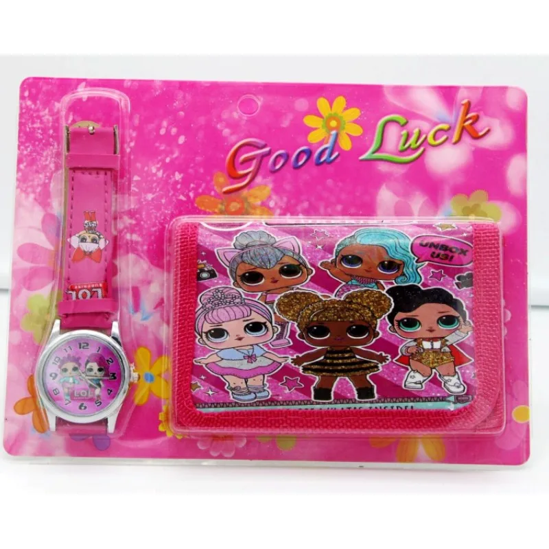 

Hot sale! New Lot Lovely little girl sets cartoon kids part Set watch kids Wristwatch and wallet purse student gift watch