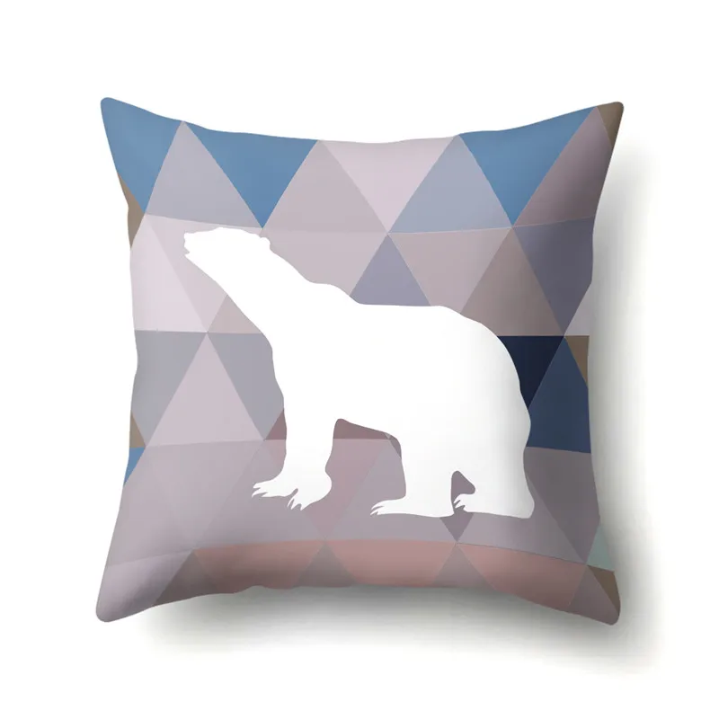 Geometric Animals Printed Diamond Cushion Cover 45x45cm Polyester Rabbits Throw Pillow Covers Cushions Home Decor Pillowcases