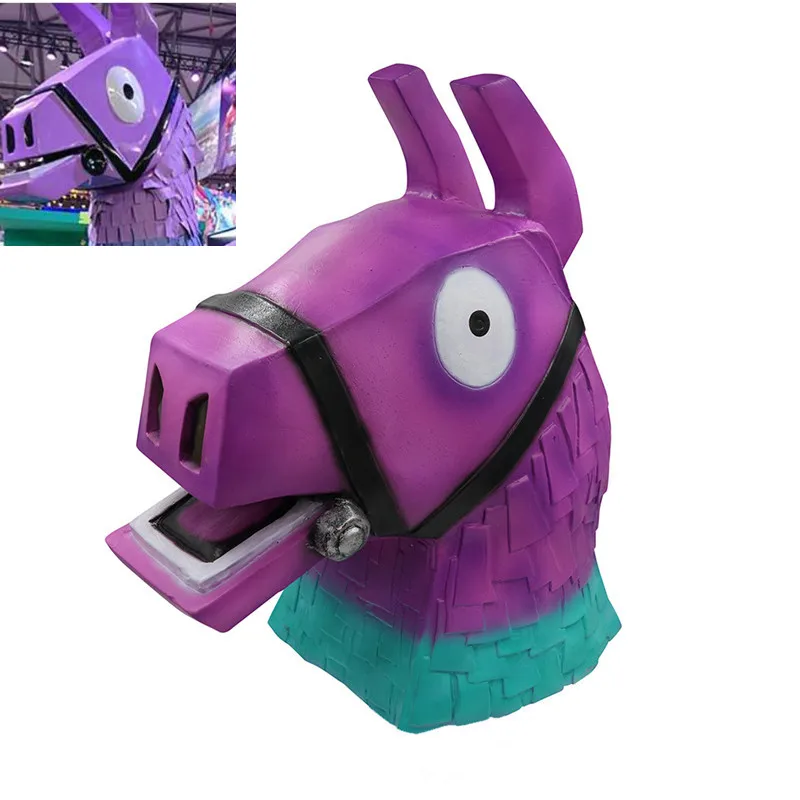 

Game Battle Royale Troll Stash Llama Latex Mask Horse Cosplay Full Face Rainbow Smash Masks Halloween Helmet Women Men Prop Gift