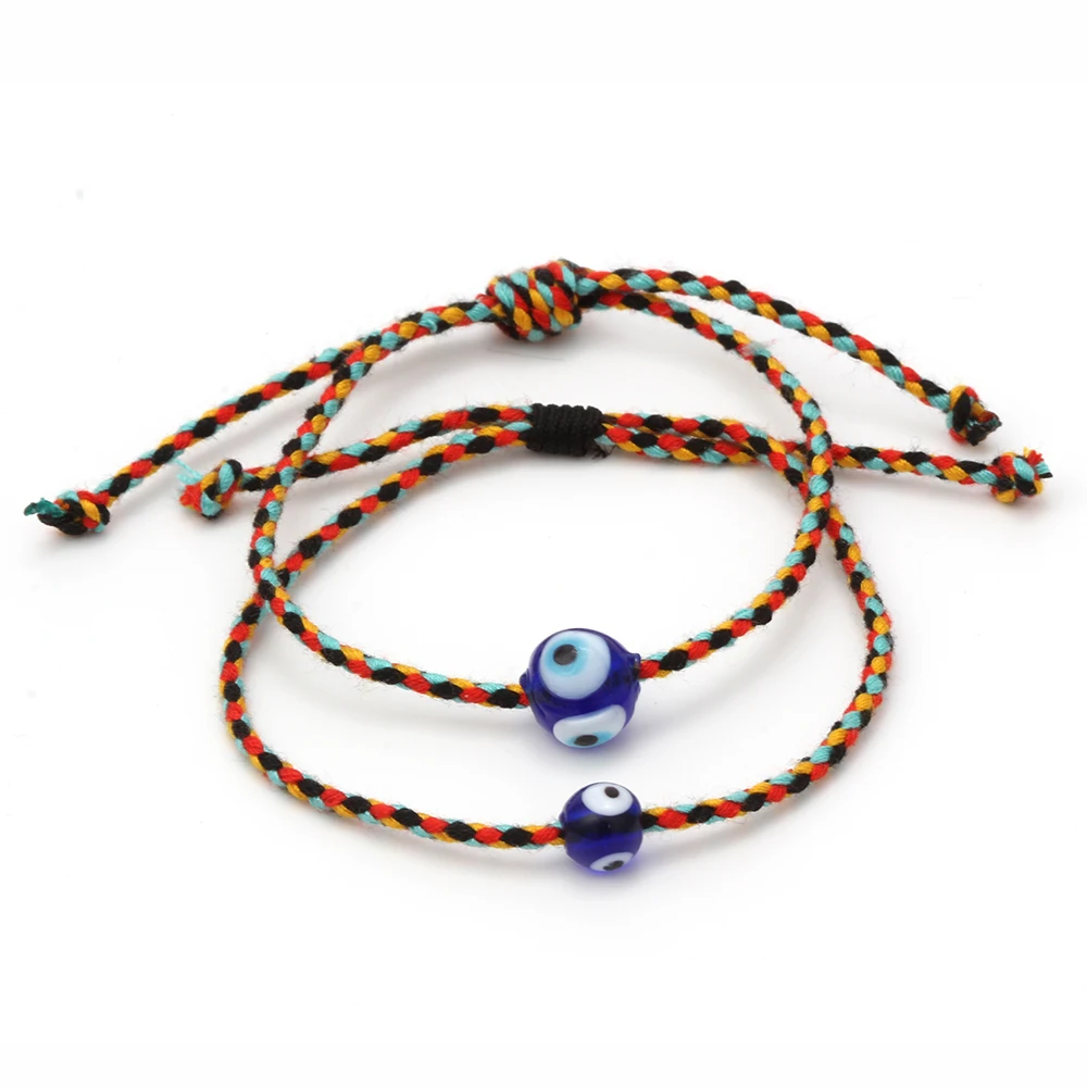 

MEIBEADS 1pc Evil Eye Beads Charm Bracelet Men Colorful Rope Thread Cords Couple Bracelets For Lovers' Jewelry Gift