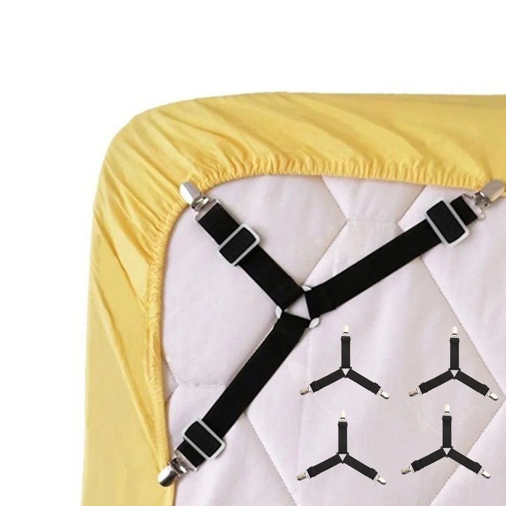 

4pcs Bed Sheet Clip Mattress Fasteners Useful Elastic Cover Blankets Grippers Holder Fixing Slip-Resistant Belt Clip