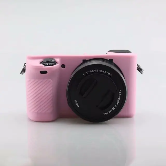 Красивая кожаная сумка для камеры для sony A6500, мягкий силиконовый чехол, резиновый защитный чехол - Цвет: Pink