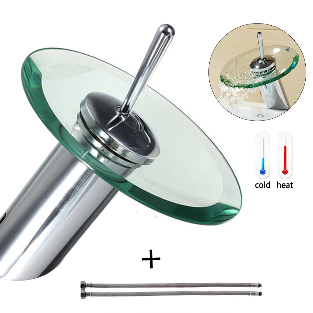 Preise 2019 bad Wasserfall Becken Toque Waschbecken Mixer Torneira Tap Wasserhahn Chrom Poliert Glas Rand Wasserhahn Wasserhahn Mit Wasser Einlass Rohr