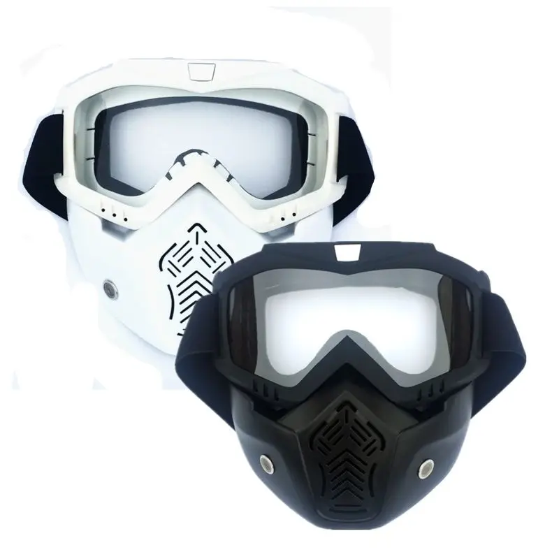 

2 Pack Detachable Face Masks, TacticaL Mask With Protective Goggles Compatible For Nref Blasters Black & White