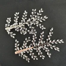 SLBRIDAL ручной работы Серебряная роза Золотые Стразы Свадебная заколка свадебные аксессуары для головных уборов для женщин ювелирные изделия