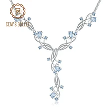 Ювелирное балетное ожерелье с натуральным небесно-голубым топазом для женщин, 925 пробы Серебряное ожерелье, свадебное ювелирное изделие, хорошее ювелирное изделие