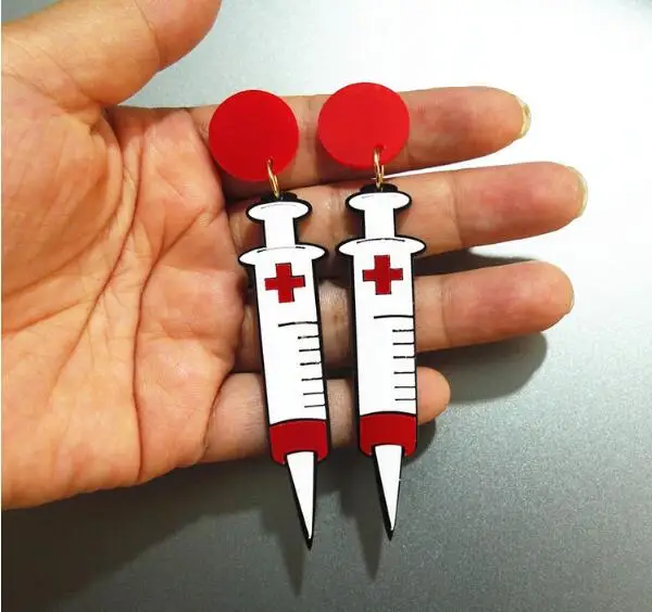 

Personality resin needle dangle earring new fashion punk hip hop needle drop earring for women jewelry accessories free shipping