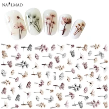 1 лист выцветающий цветок стикеры 3D на ногти Nail Art Лотос наклейки для ногтей клей наклейки для ногтей