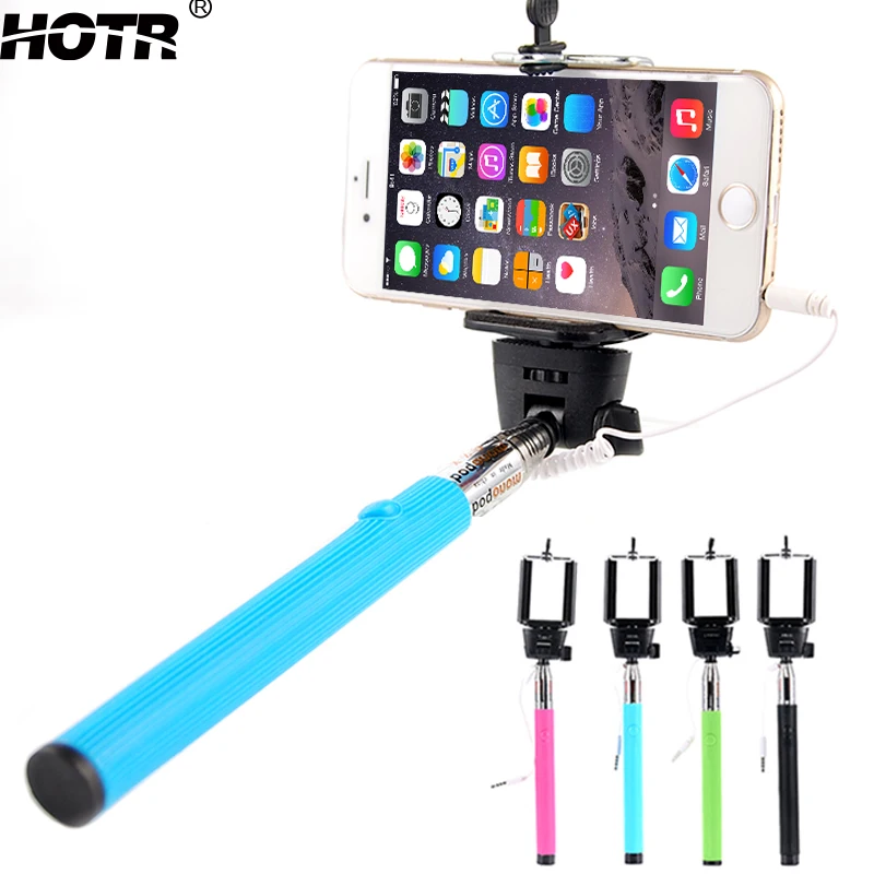 

HOTR Removable Clip Holder Selfie Stick Wired Selfie Stick Monopod Extendable for iphone 6 6s plus 5 5s SE 4s for Samsung S9 s8
