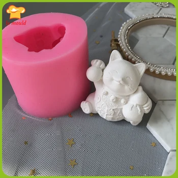 

3D Lucky Cat Silicone Mold Aroma Gypsum Mold Wedding Festival Handmade Soap Mold