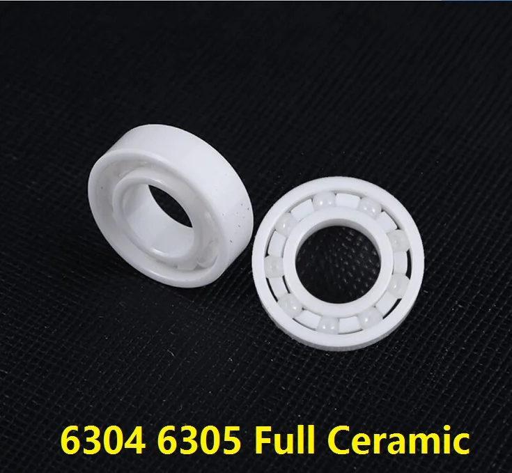 

4pcs/lot 6304 6305 Full Ceramic bearings 20x52x15 25x62x17 mm ZrO2 Zirconia Ceramic deep groove ball bearings fishing reels