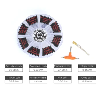 

Coil Father 10Pcs/lot 8 In 1 Prebuilt Coil Hive Tiger Fused Clapton Mix Twisted Premade Wires Brusher T For Diy RDA Atomizer