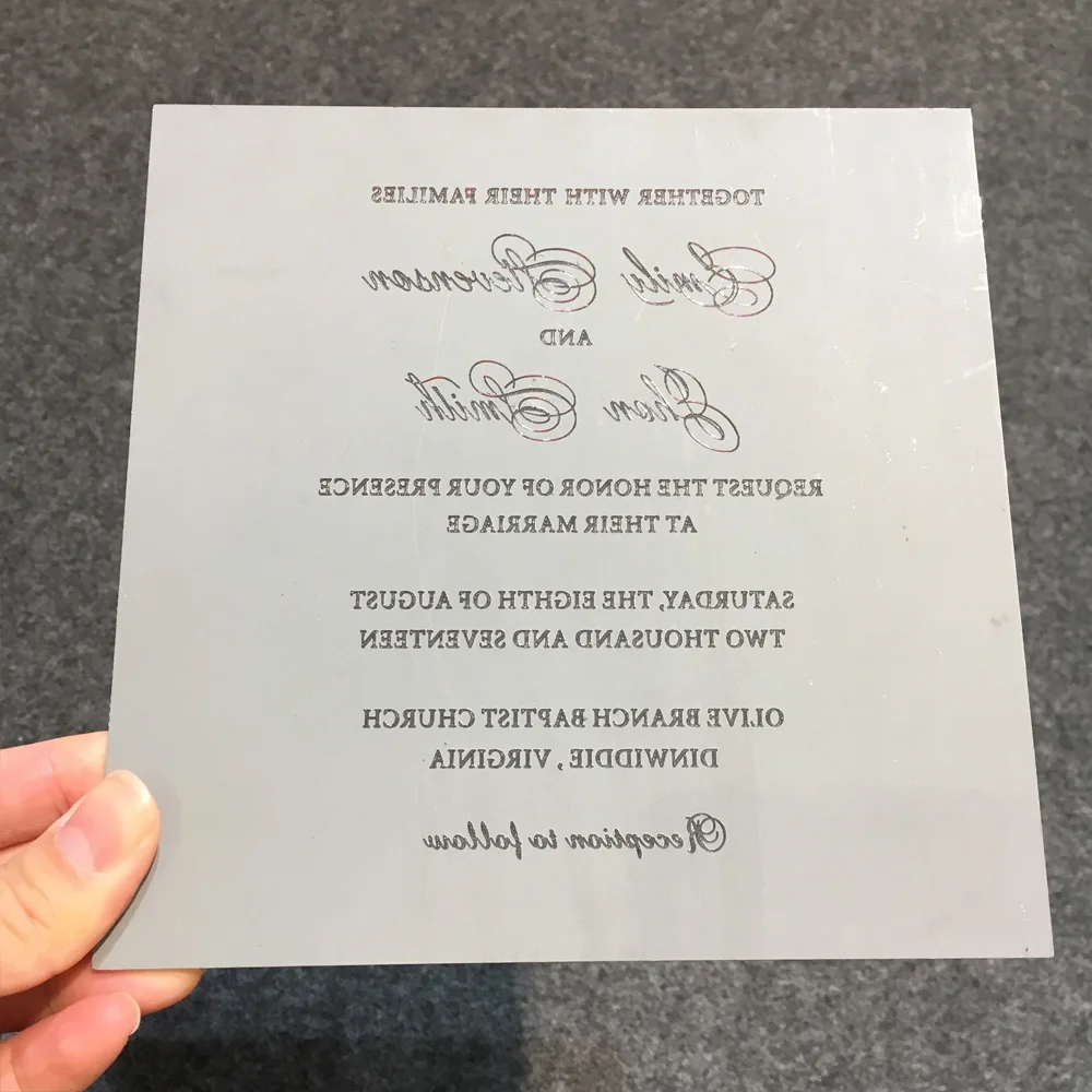  Customized sample for 150*150MM silver mirror acrylic wedding invitation card - 32856334097