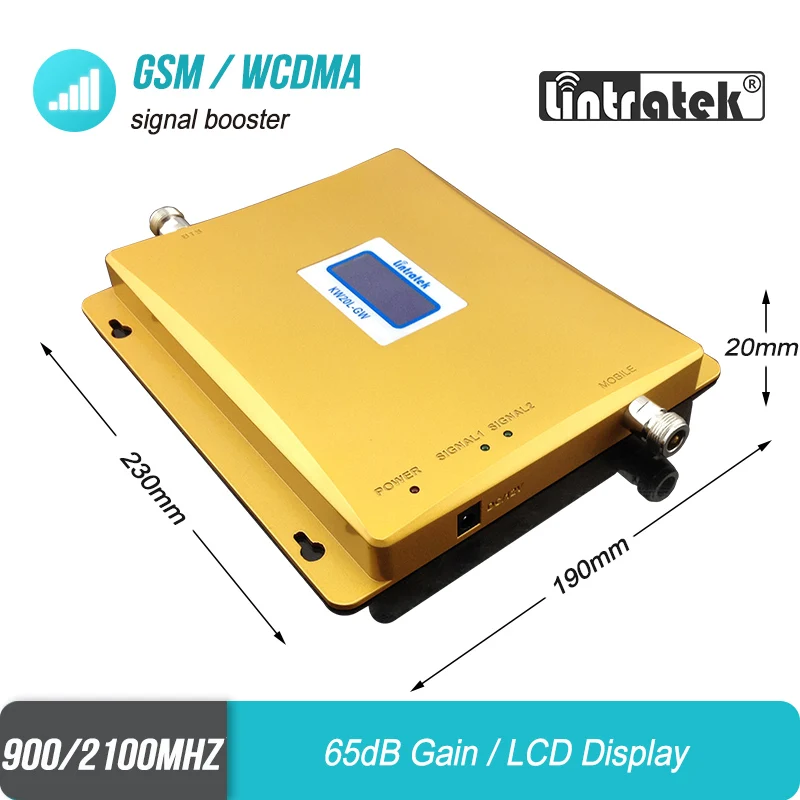 Ретранслятор мобильного сигнала с ЖК дисплеем GSM 900 МГц 3G WCDMA 2100 двухдиапазонный