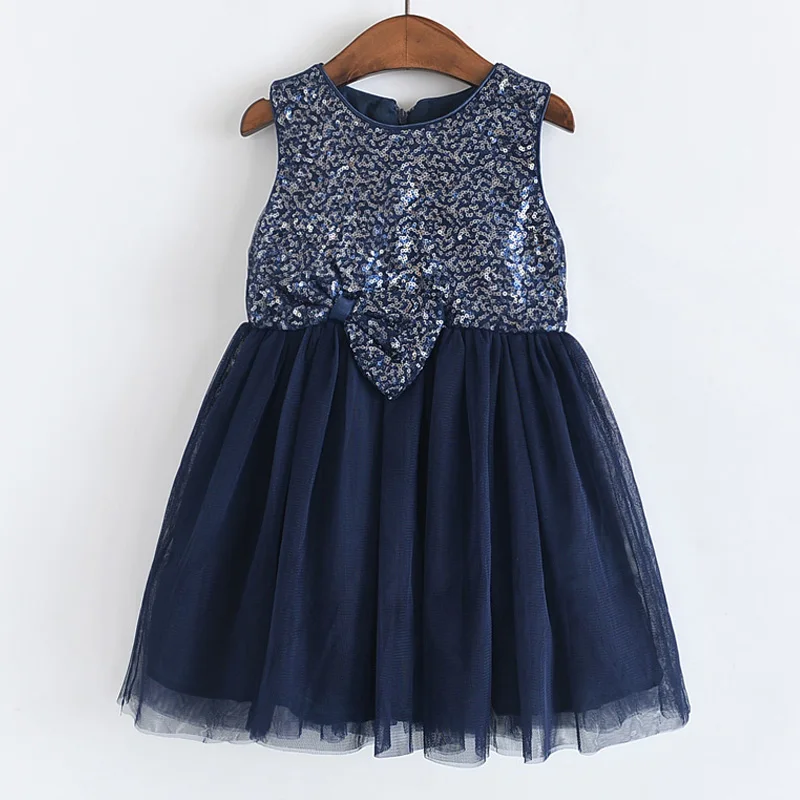 

Girls Dresses 2019 Spring New Children's Wear Girls Fashion Sweet Sequins Bow Mesh Gauze Stitching Vest Princess Fluffy Dress