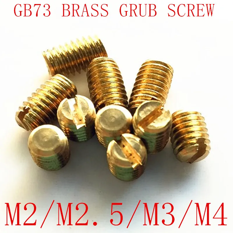 50 шт. M2 M2.5 M3 M4 шлицевые безголовые винты grubs плоский конец затягивающиеся болты винт латунный болт 3-10 мм длина