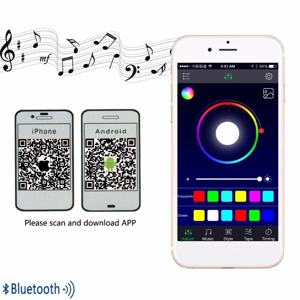 Беспроводной Bluetooth контроллер для RGBW/RGB Светодиодные ленты света DC 12V 24V
