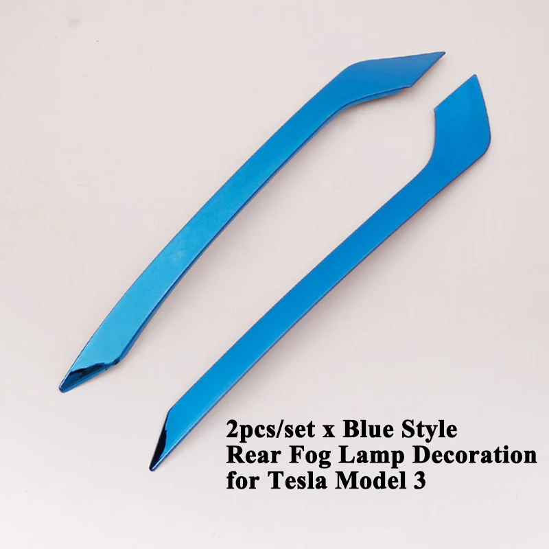 Blue Style 2 шт./компл. SEEYULE Стайлинг автомобиля задние противотуманные фары Накладка декоративная рамка пайетки наклейка автомобиля внешние аксессуары для Tesla модель 3 - Название цвета: Blue Style