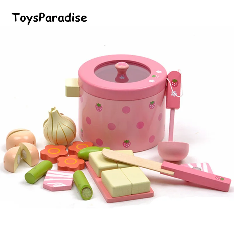 Baby Toys Super Cute Simulation Vegetable Hot Pot Wooden Toys Play Food