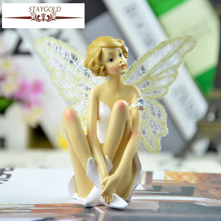 Beautiful Girl Kawaii Gifts Angel Garden Decoration Resin Crafts Home Decor Miniature Fairy Garden Figurines Flower Fairies