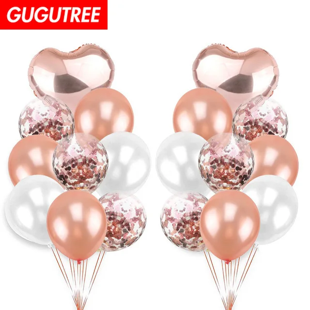 

GUGUTREE PARTY one set rose gold silver latex foil ballon Banners Paper flowers tassels Streamers happy birthday party PD-153